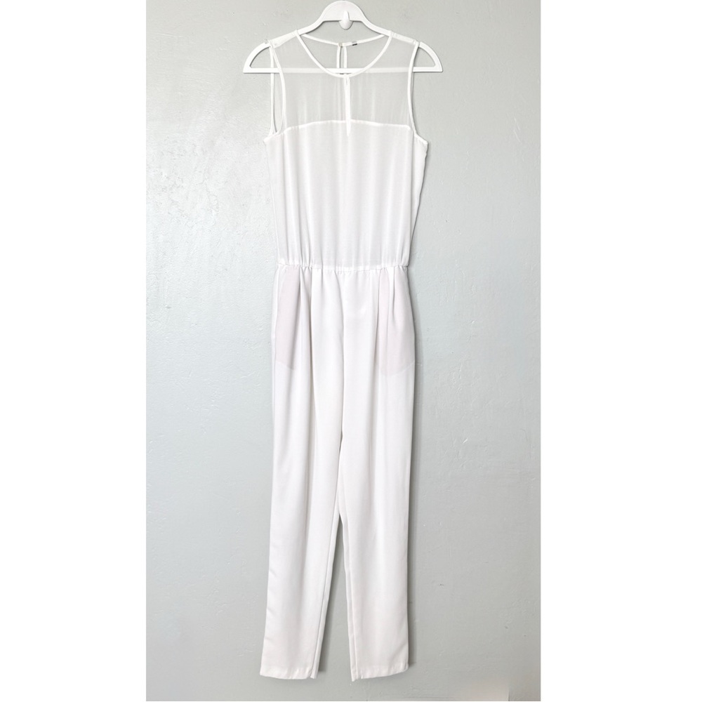 Zara Ivory Sleeveless Sheer Back Jumpsuit Size S
